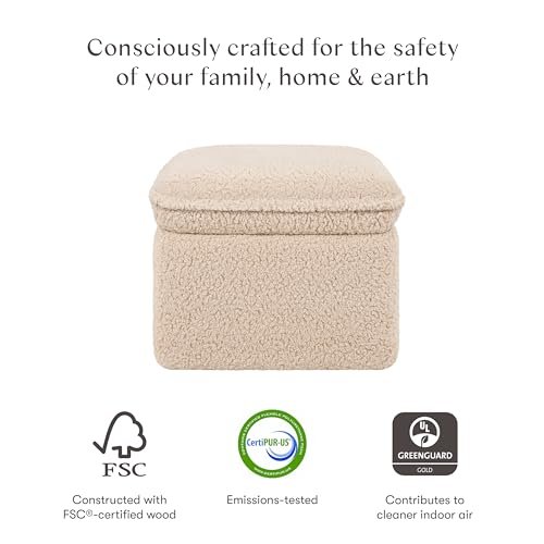 Babyletto Cali Storage Ottoman in Chai Shearling, Greenguard Gold Certified