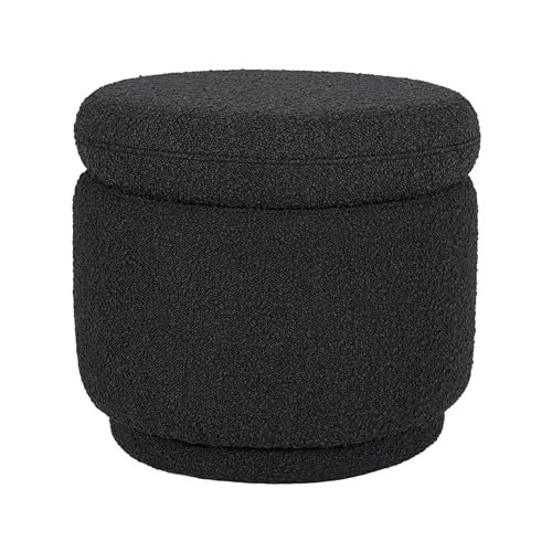 Babyletto Enoki Storage Ottoman in Black Boucle, Greenguard Gold and CertiPUR-US Certified
