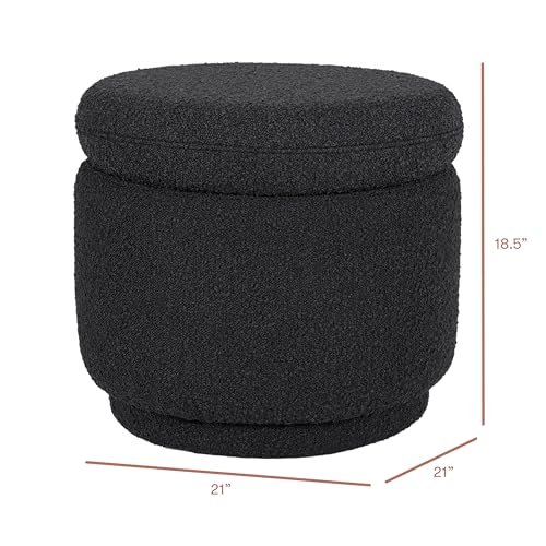 Babyletto Enoki Storage Ottoman in Black Boucle, Greenguard Gold and CertiPUR-US Certified