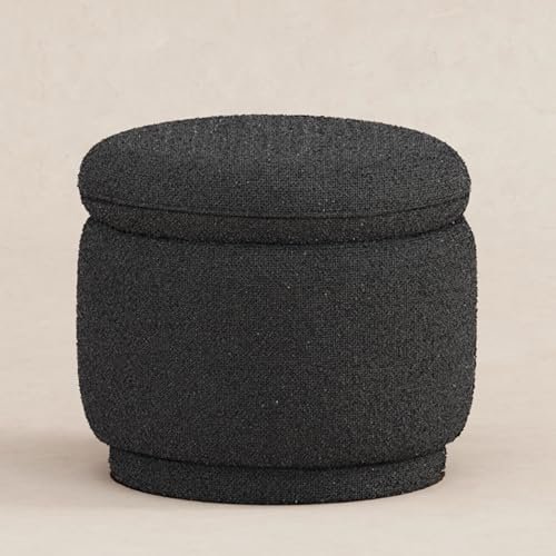 Babyletto Enoki Storage Ottoman in Black Boucle, Greenguard Gold and CertiPUR-US Certified