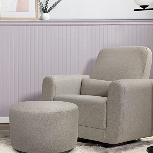 Babyletto Tuba Gliding Ottoman in Performance Grey Eco-Weave with Silver Base, Water Repellent & Stain Resistant, Greenguard Gold and CertiPUR-US Certified