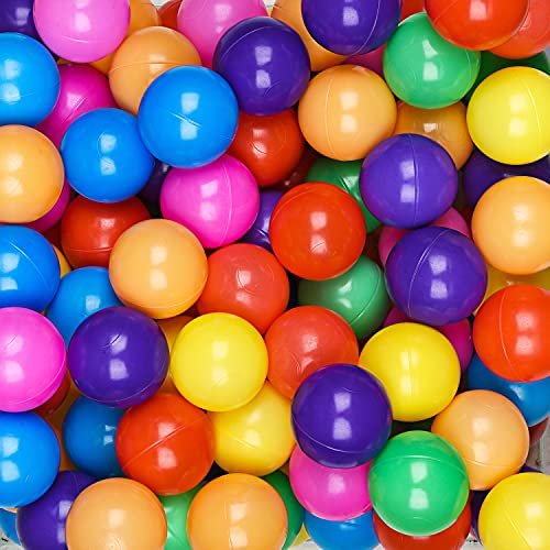 Ball Pit Balls Phthalate Free BPA Free Crush Proof Plastic - 7 Bright Colors in Reusable Play Toys for Kids with Storage Bag