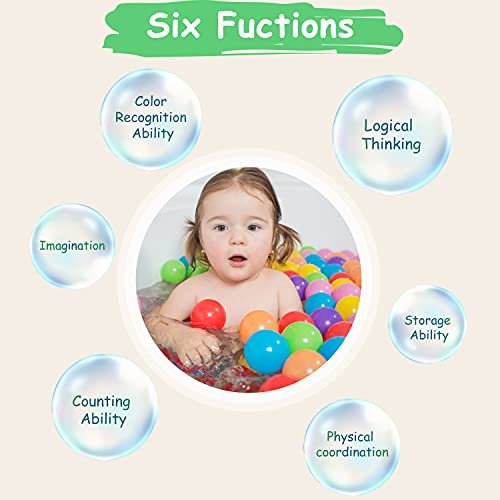 Ball Pit Balls Phthalate Free BPA Free Crush Proof Plastic - 7 Bright Colors in Reusable Play Toys for Kids with Storage Bag