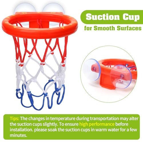 Bath Toys - Bathtub Basketball Hoop for Kids Toddlers - Bath Toys Shower Toys for Kids Ages 4-8,Suction Cup Basketball Hoop & 3 No Hole Balls Set for Boys Girls