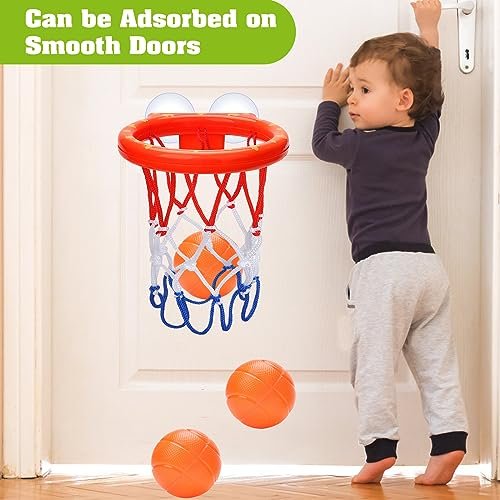 Bath Toys - Bathtub Basketball Hoop for Kids Toddlers - Bath Toys Shower Toys for Kids Ages 4-8,Suction Cup Basketball Hoop & 3 No Hole Balls Set for Boys Girls