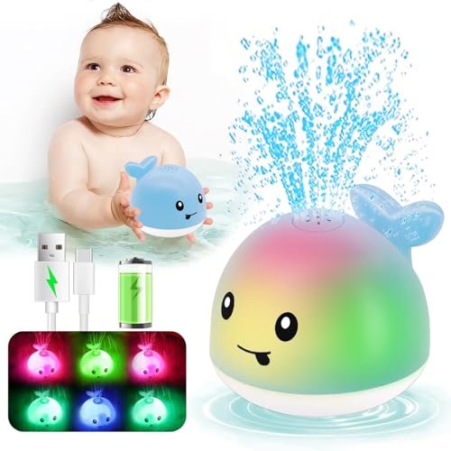 Bath Toys for Babies 6-12 Months - Water Table Accessories Pool Toys for Toddlers 1-3 - Light Up Whale Bath Toy Sprinkler - Bathtub Bathtime Fountain Baby Shower Toy 1st Birthday Girls Boys Gifts