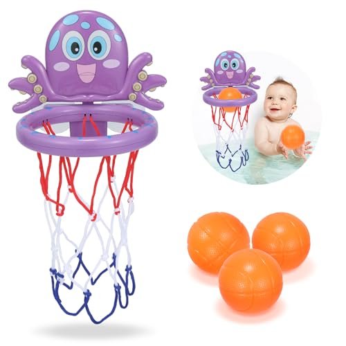 Bath Toys for Kids & Toddlers Ages 1-3 & 4-8: Newly Upgraded Basketball Hoop with Strong Suction Cup and 3 Mold - Free Balls! Enjoy Bathtub Basketball Shooting Game & Fun Hoop for Boys Girls Baby