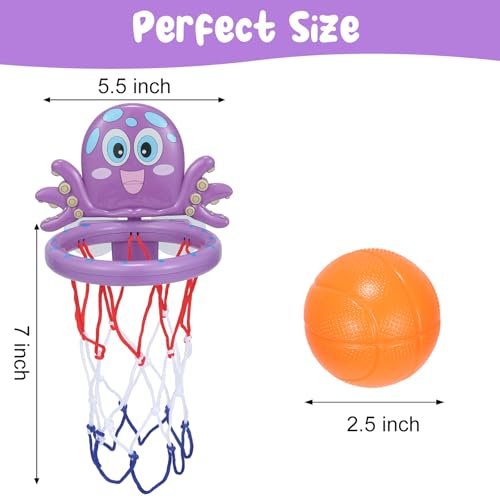 Bath Toys for Kids & Toddlers Ages 1-3 & 4-8: Newly Upgraded Basketball Hoop with Strong Suction Cup and 3 Mold - Free Balls! Enjoy Bathtub Basketball Shooting Game & Fun Hoop for Boys Girls Baby