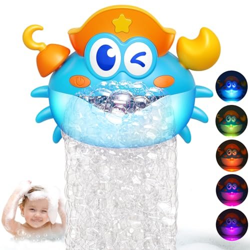 Bath Toys,Crab Baby Bath Toys Light Up Bath Bubble Machine with Colourful RGB Light Great Birthday Gift for Boys and Girls Toddler Toy for Kids Ages 1-3 4-8