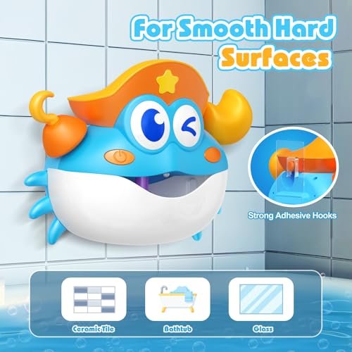 Bath Toys,Crab Baby Bath Toys Light Up Bath Bubble Machine with Colourful RGB Light Great Birthday Gift for Boys and Girls Toddler Toy for Kids Ages 1-3 4-8