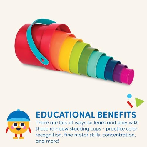 Battat – Stacking Toy – Educational & Dexterity Toy – Nesting Cup Playset – Water & Beach Toys – 18 Months + – Stack Up Cups, Medium, 10 pieces set