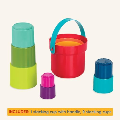 Battat – Stacking Toy – Educational & Dexterity Toy – Nesting Cup Playset – Water & Beach Toys – 18 Months + – Stack Up Cups, Medium, 10 pieces set