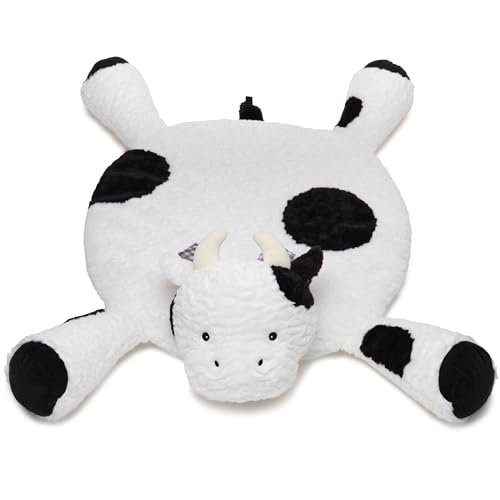 Bearington Collection Lil' Gilly (30 Inch) Cow Tummy Time Mat - Cow Baby Blanket - Pillow for Baby
