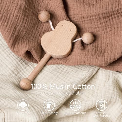 Bearmoss Changing Pad Cover, 2 Pack Muslin [100% Cotton] Diaper Changing Table Covers, 32'' x 16'' Soft Breathable Changing Pad Sheets for Unisex Baby Girls and Boys with Strap Holes (Cappuccino)