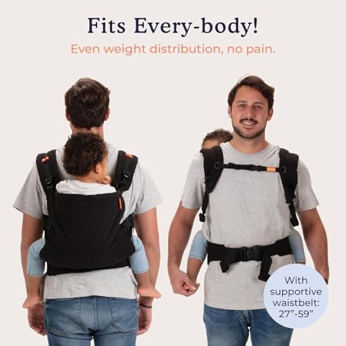 Beco Toddler Carrier with Extra Wide Seat, 100% Cotton Toddler Carrying Backpack Style and Front-Carry, Lightweight & Breathable Child Carrier, Toddler Sling Carrier 20-60 lbs (Metro Black)