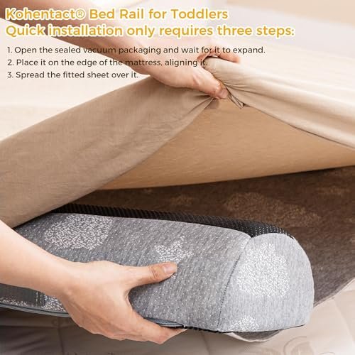 Bed Rail Bumpers for Toddlers with Pad 2PCS - Foam Foldable Bed Bumper Guard with Dual Non-Slip Pads Waterproof Washable Soft Removable Cover Safe Bed Rail for Toddlers, Kids Senior
