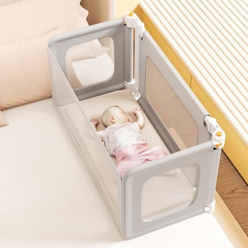 Bed Rail for Toddlers - Baby Bassinet Bedside Sleeper, Portable and Foldable Bed Rail with Child Lock, Suitable for Twin, Full, Queen, King Size, Toddler Bed Guard Rail, Gray, 69.26" x 19.29"