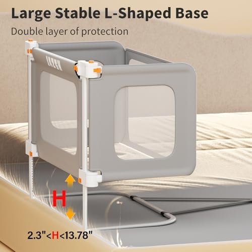 Bed Rail for Toddlers - Baby Bassinet Bedside Sleeper, Portable and Foldable Bed Rail with Child Lock, Suitable for Twin, Full, Queen, King Size, Toddler Bed Guard Rail, Gray, 69.26" x 19.29"