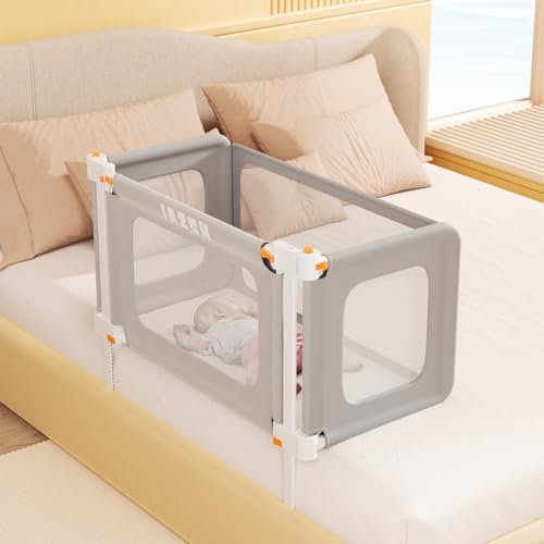 Bed Rail for Toddlers - Baby Bassinet Bedside Sleeper, Portable and Foldable Bed Rail with Child Lock, Suitable for Twin, Full, Queen, King Size, Toddler Bed Guard Rail, Gray, 69.26" x 19.29"