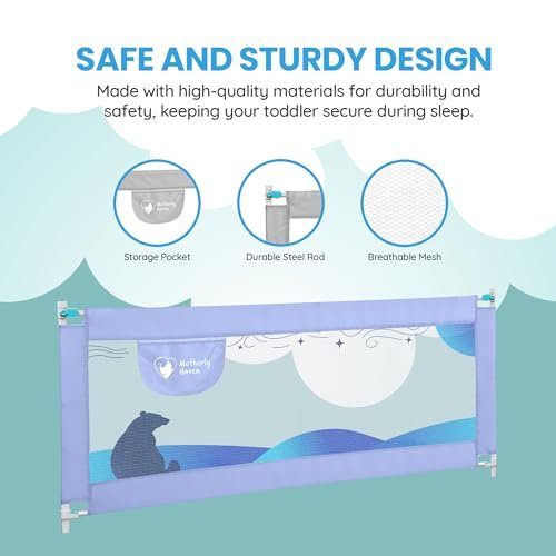 Bed Rail for Toddlers Bed Rails Guard for Queen Size Bed, Adjustable Height & Secure Safety Queen Size Bed Rails - (3 Sides)