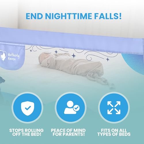 Bed Rail for Toddlers Bed Rails Guard for Queen Size Bed, Adjustable Height & Secure Safety Queen Size Bed Rails - (3 Sides)