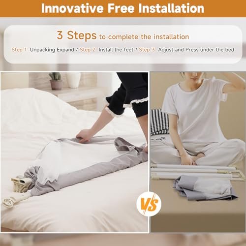 Bed Rail for Toddlers, Foldable Bed Rails Quick Assembly, Height Adjustable Bed Rail Guard with Steady U-Shape Base for Toddlers, Baby, Kids (1, 1 Side 74.8'')