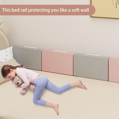 Bed Rail Guards for Toddlers, Adjustable Bed Rails with Safety, Bed Side Rails for Twin, Full, Queen Bunk Size (Pink)