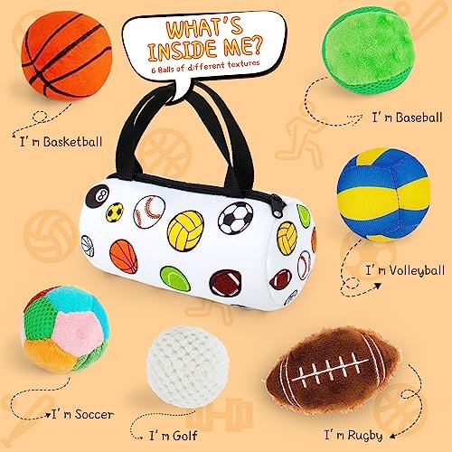 Beetoy Sensory Sports Balls for Infant Toddlers, Baby Toys for Early Education, Different Sensory Tactile Textures Balls with Rattle & Squeakers