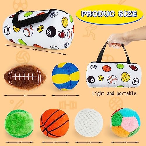 Beetoy Sensory Sports Balls for Infant Toddlers, Baby Toys for Early Education, Different Sensory Tactile Textures Balls with Rattle & Squeakers