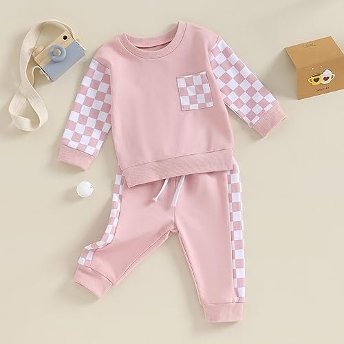 BeQeuewll Baby Girl Valentines Outfit Long Sleeve Heart Print Sweatshirt Jogger Pants 2Pcs Baby Girls Valentine Clothes
