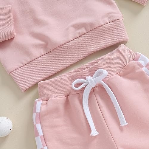 BeQeuewll Baby Girl Valentines Outfit Long Sleeve Heart Print Sweatshirt Jogger Pants 2Pcs Baby Girls Valentine Clothes