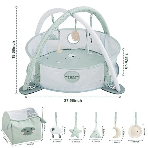 Beright 5-in-1 Baby Gym & Play Mat,Play Gym & Ball Pit with Sensory Toys for Newborn Infant Toddler to Develop Motor&Cognition, Balls Included
