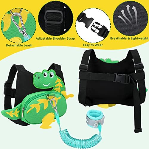 Blisstime 4 in 1 Toddler Harness with Leash & Toddler Wrist Leash, Kids Backpack Leash for Toddlers 1-3, Toddler Leash Toddler Safety Harness with Anti Lost Wrist Link
