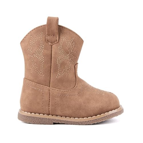BMCiTYBM Baby Cowboy Cowgirl Boots Infant Western Boots Toddler Boys Girls Round Toe Riding Mid Calf Boots All Seasons for 6 9 12 18 24 Months