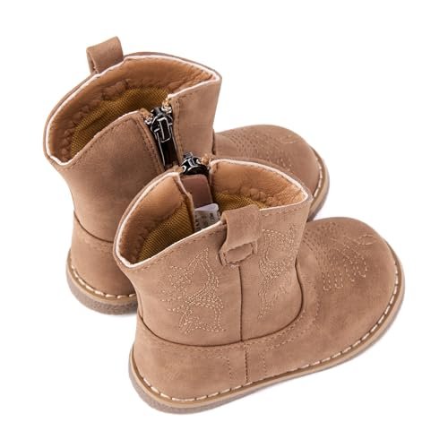 BMCiTYBM Baby Cowboy Cowgirl Boots Infant Western Boots Toddler Boys Girls Round Toe Riding Mid Calf Boots All Seasons for 6 9 12 18 24 Months