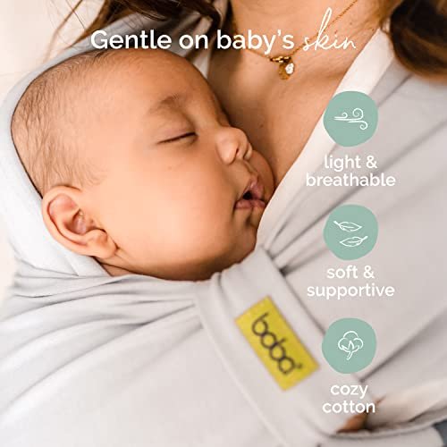 Boba Bliss Hybrid Baby Carrier Newborn to Toddler - 2-in-1 Baby Wrap & Baby Carrier - Pre-Wrapped Baby Sling Wrap Newborn - Certified Hip-Healthy - Soft & Stretchy Baby Sling Carrier- 7-35 lbs (Grey)