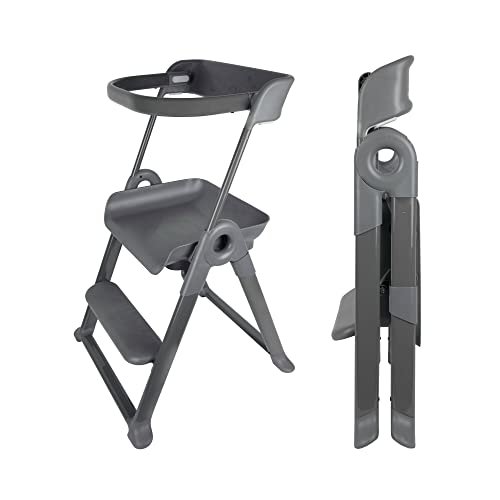 Boon Pivot Toddler Tower - Folding Toddler Step Stool for Bathroom Sink or Kitchen Countertop - Step Stool for Toddlers with CPC Certification - Gray - Ages 18 Months to 4 Years