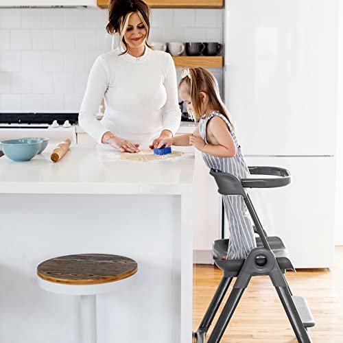 Boon Pivot Toddler Tower - Folding Toddler Step Stool for Bathroom Sink or Kitchen Countertop - Step Stool for Toddlers with CPC Certification - Gray - Ages 18 Months to 4 Years