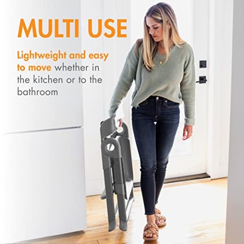 Boon Pivot Toddler Tower - Folding Toddler Step Stool for Bathroom Sink or Kitchen Countertop - Step Stool for Toddlers with CPC Certification - Gray - Ages 18 Months to 4 Years