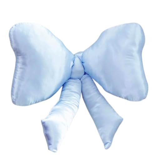 Bow Pillow - Big Coquette Throw Pillow - Bow Shaped Pillow - Silky Satin - Coquette Decor - Bow Room - Baby Blue Pillow - Nursery Decorations - Cute Room (Baby Blue)
