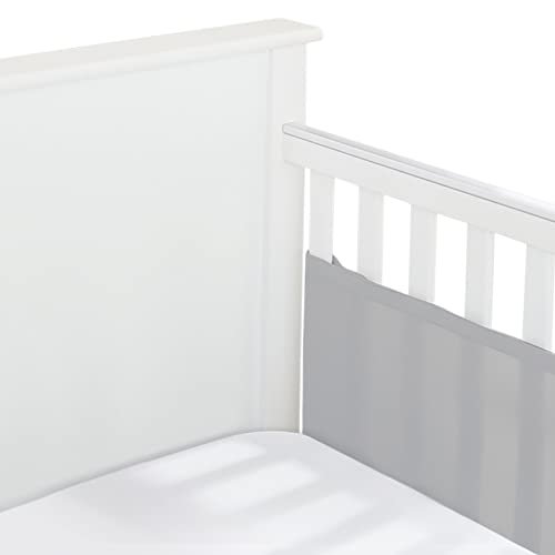 BreathableBaby Breathable Mesh Liner for Full-Size Cribs, Classic 3mm Mesh, Gray (Size 2FS Covers 2 Sides)