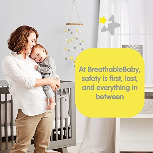 BreathableBaby Breathable Mesh Liner for Full-Size Cribs, Classic 3mm Mesh, Gray (Size 2FS Covers 2 Sides)