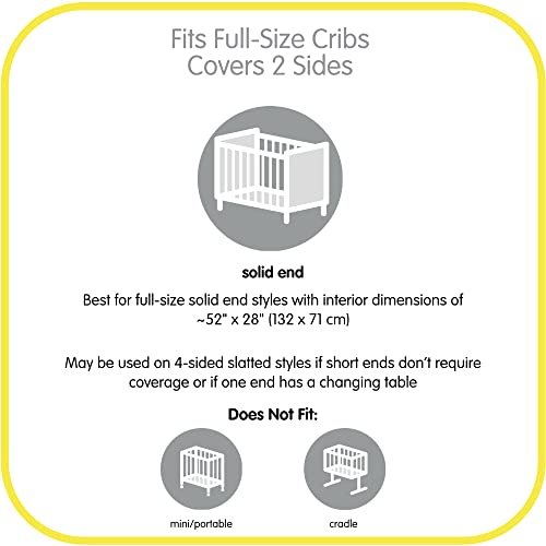 BreathableBaby Breathable Mesh Liner for Full-Size Cribs, Classic 3mm Mesh, Gray (Size 2FS Covers 2 Sides)