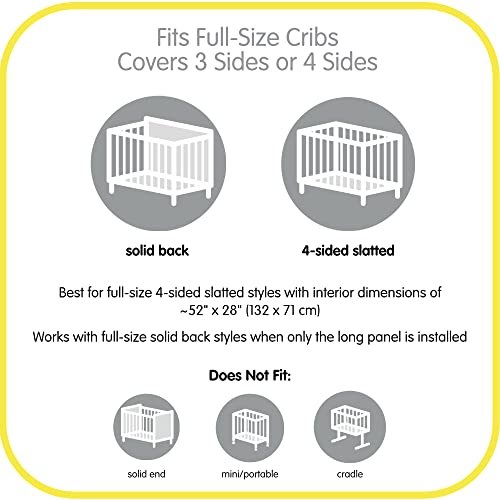 BreathableBaby Breathable Mesh Liner for Full-Size Cribs, Classic 3mm Mesh, Gray (Size 4FS Covers 3 or 4 Sides)
