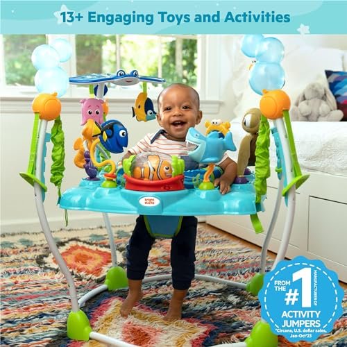 Bright Starts Disney Baby Finding Nemo Sea of Activities Baby Activity Center Jumper with Interactive Toys, Lights, Songs & Sounds, 6-12 Months (Blue)