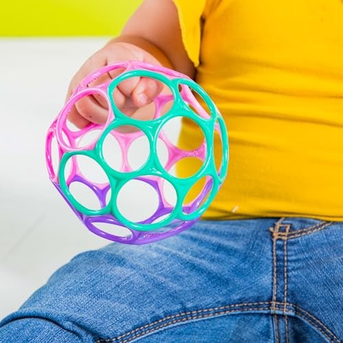 Bright Starts Oball Easy Grasp Classic Ball Infant Toy in Pink/Purple, Age Newborn and up. 4 Inches