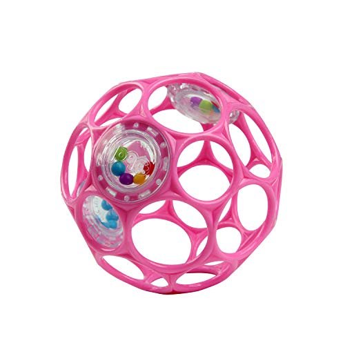 Bright Starts Oball Rattle Easy-Grasp Toy - Pink, Ages Newborn - 1 Count (Pack of 1)