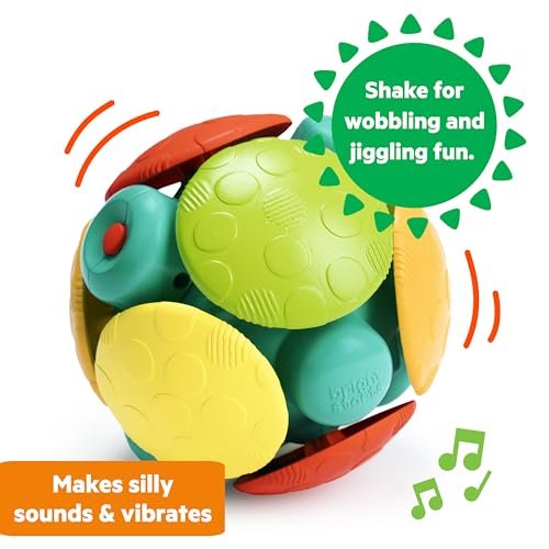 Bright Starts Wobble Bobble Activity Ball Toy, Baby & Toddler Crawl Toy, Interactive Sounds & Textures, Ages 3 Months+