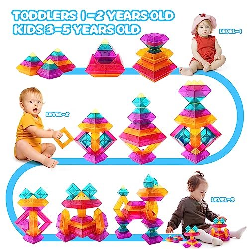 Building Block Sets for Kids 1 2 3 4 5 6 Year Old, 30 Pcs Stacking Blocks Toys for Boys Girls, STEM Preschool Learning Activities Educational Light Table Toys Gifts for Toddlers Children Age 18+ Month
