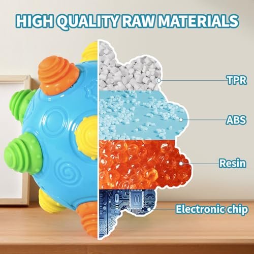 Bumble Ball for Babies,Crawling Sensory Toys for Toddlers,Baby Music Shake Preschool,Dancing Interactive Sounds Infants Toy,Bouncing Learning Ball,Ideal Gift for Boys Girls(Blue)